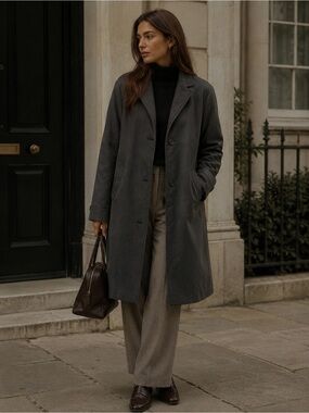 Aquascutum London Charcoal Gray Trench Coat 100% Cotton Vintage Heritage